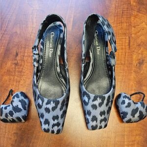 Dior Women's Black and Gray Leopard Shoes
